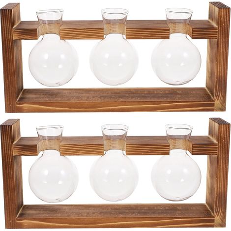 2er Set Anzuchtstationen 3 Glassvasen mit Holzständer