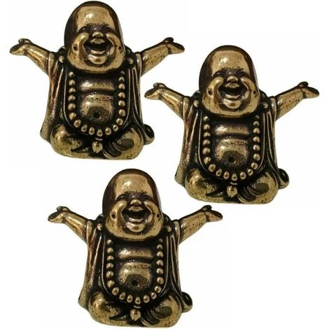 Statuettes de Bouddha en laiton massif - Décoration élégante - Cadeau attentionné et symbolique pour inaugurations, anniversaires - Lot de 3 (1/4)