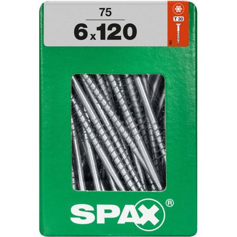SPAX Universalschraube, 6 x 120 mm, 75 Stück, Teilgewinde, Senkkopf, T-STAR plus T30, 4CUT, WIROX - 4191010601206 (1/3)