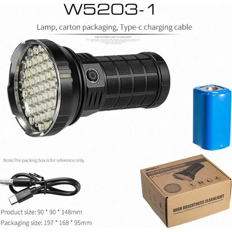 Lampe torche LED haute luminosité et haute intensité, lampe torche tactique puissante, rechargeable, adaptée aux activités de plein air.