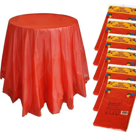 Runde Tischdecke 213 cm, 6 Stück, wiederverwendbar, rot
