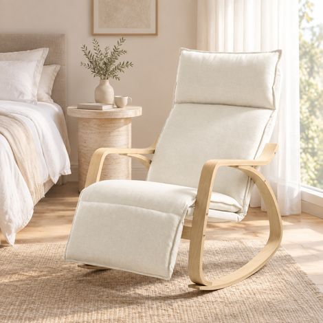 Sillón balancín 106 x 67 x 92 cm de poliéster crema, 5 posiciones, salón - CHICFURN (1/5)