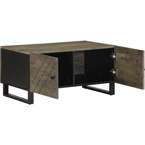 Tavolino da Salotto Tavolino da Soggiorno Tavolino da caffè Nero 80x50x40 cm in Legno Massello di Mango (1/3)