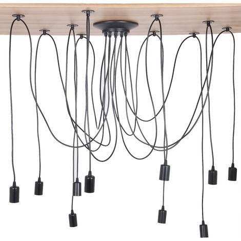 Supports luminaire - 10 bras industriel vintage - Noir - Métal/Plastique - E27 - 2m de cable - Décoration d'intérieur