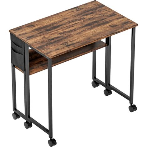 80cm Rustic Brown Drop Leaf Writing Desk for Home Office or Study