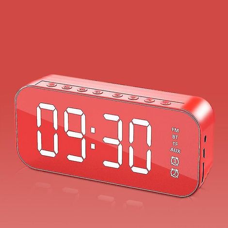 Réveil numérique LED rouge, radio-réveil Bluetooth, enceinte lumineuse de bureau, boîte à musique électronique de chevet