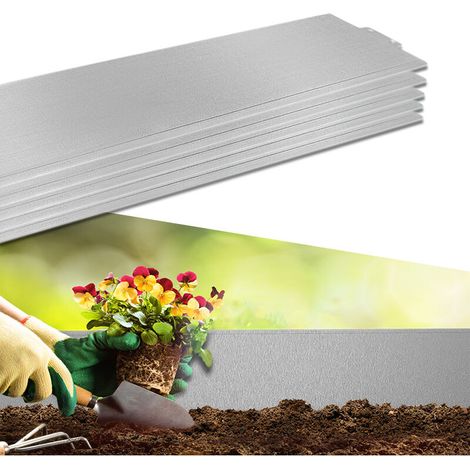 Rasenkante Metall 10m Verzinkt Beeteinfassung Beetumrandungen Mähkante Blumenbeet Umrandung 10 Stücke 100cm x 18cm (L x H), Silber, HENGMEI
