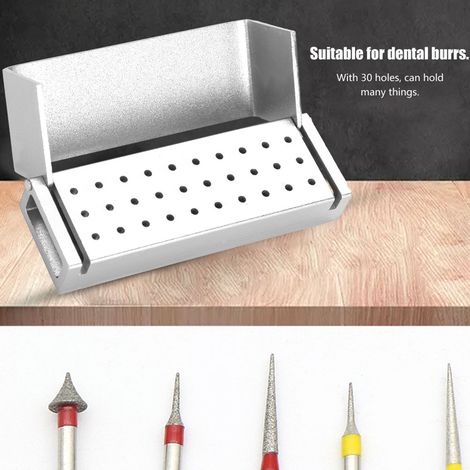 Boîte de désinfection en aluminium pour fraises dentaires, porte-bloc pour fraises, autoclavable, outil dentaire argenté (1/5)