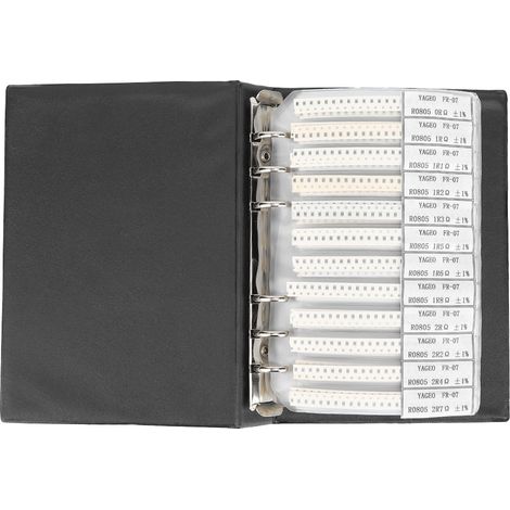 Série 0805 : 170 types de résistances, composants électroniques, kits d'assortiment, catalogue d'échantillons, noir (1/5)