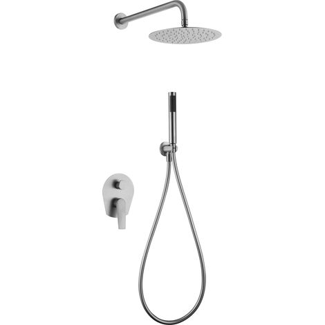 Set doccia incasso con monocomando  Modello DELOS  Colore grigio  Finitura in acciaio [ IMEX® ] (1/2)
