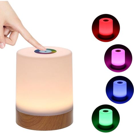 Tragbares Nachtlicht, USB-aufladbar, dimmbar, warmweiß & RGB-Farbwechsel, Touch-Steuerung für Betten (1/5)