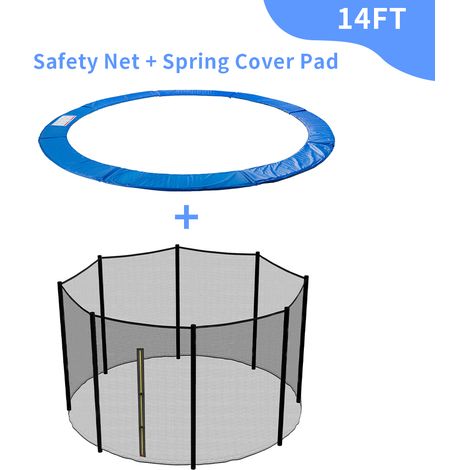 Greenbay Trampoline Replacement Spring Cover Padding Pad & Safety Net Enclosure Surround Bundle 14FT Blue (1/4)