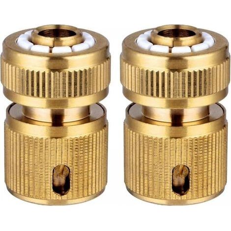 2 Pièce Raccords Rapide Tuyau d'arrosage en Laiton, Rapide Raccord Connecteurs pour Tuyau d’arrosage dans Le Jardin 1/2" Quick Connectors (1/4)