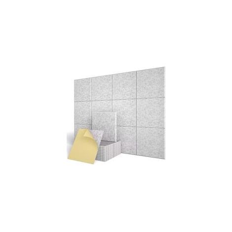 12 panneaux carrés d'isolation acoustique, panneaux d'absorption acoustique haute densité, gris clair, 30-30 cm (avec support adhésif). (1/5)