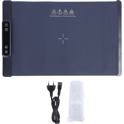 Tapis de Maintien au Chaud Électrique, 60-100°C, 3 Modes, Résistant à l'Eau et à l'Huile, Contrôle Tactile, Pliable, Bleu Foncé-KZQ (1/5)