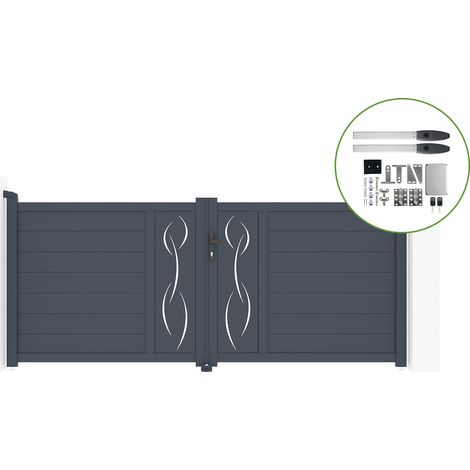 Portail battant 3m LIFE H.120cm alu + motorisation HICKER B200 (1/4)