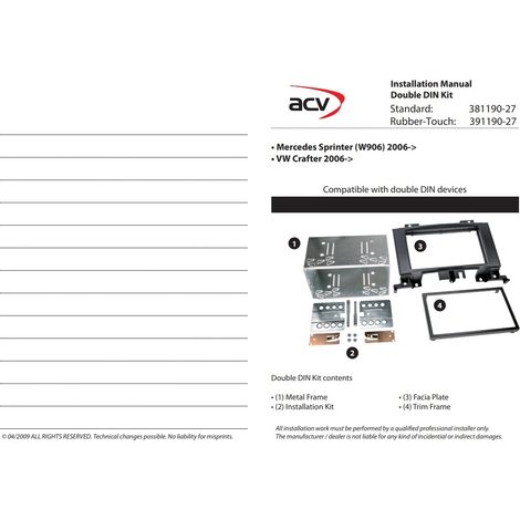 Support autoradio 2Din compatible avec Mercedes Sprinter W906 VW Crafter 06-16 avec vide-poche (1/2)