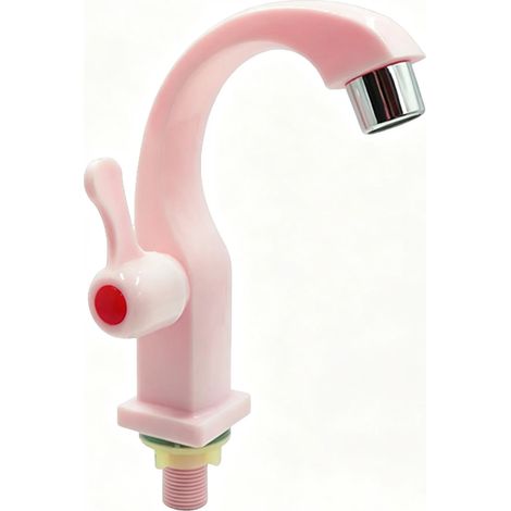 (Rose) Robinet de cuisine/salle de bain créatif Crescent Bay (1 pièce, ABS) avec interrupteur pour eau froide, convient aux lavabos de salle de bain et de cuisine. (1/5)