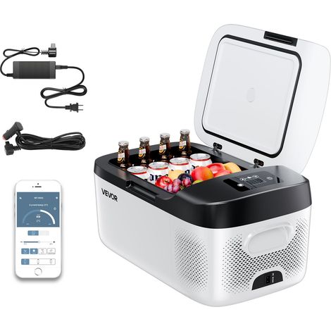 Glacière Électrique à Compression de Voiture 15 L, Réfrigérateur Portable -20 °C à 20 °C, Mini Frigo Auto pour Camping Voyage Plage Bateaux Pêche, 12/24 V DC et 100-240 V AC, Contrôle via APP (1/5)