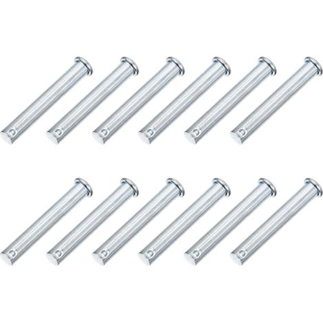 12Pcs Broches À Chapelet M10 x 65mm À Trou Unique, Broches D'Attelage À Tête Plate En Acier Carbone Zingué Pour Verrou De Remorque, Réparation Mécanique, Équipement Industriel (1/5)