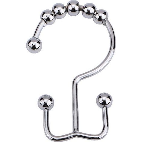12 pièces crochet de rideau de douche, acier inoxydable, double crochet, pour rideau et doublure, usage salle de bain (1/5)
