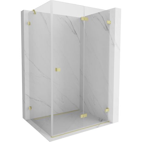 Mexen Lunar-F Klappbare Duschkabine rechts 95 x 80 cm, transparent, gebürstetes Gold - 836-095-080-55-00-P (1/5)