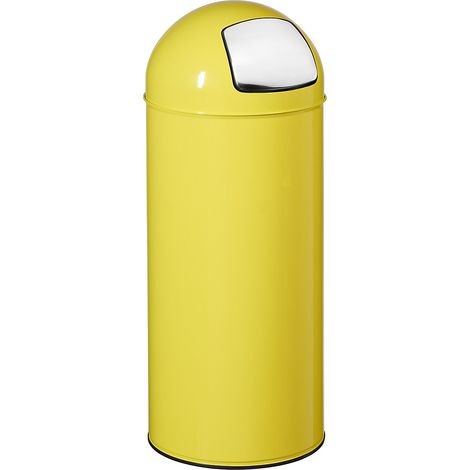 Poubelle Push avec couvercle à trappe - 45l - jaune soufre - RAL 1016 (1/3)