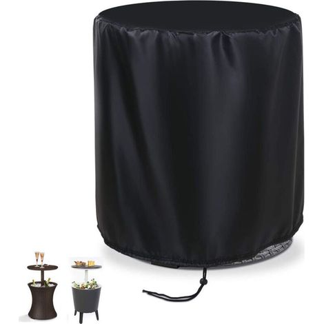 Housse De Protection Pour Table De Bar - Imperméable Et Coupe-Vent - Pour Seau À Glace De Jardin, Terrasse, Petite Table Ronde - Noir (52 X 58 Cm) (1/5)