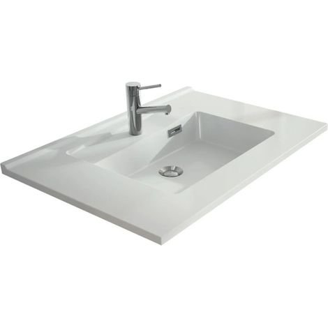 Plan Vasque NEOVA Résiné de Synthèse avec Dosseret L70cm P55cm Blanc - A23004494