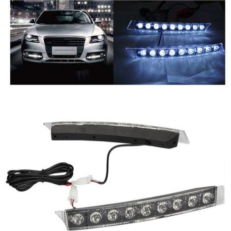 Set gebogener, vorn an der Stoßstange montierbarer, leistungsstarker 9-LED-Tagfahrleuchten, 12V 54W