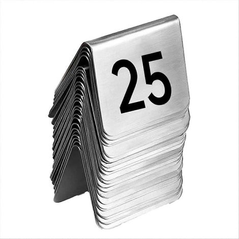 Set mit 25 stapelbaren Tischkarten für Restaurants und Bars, doppelseitige Nummerierung, schwarz. (1/5)