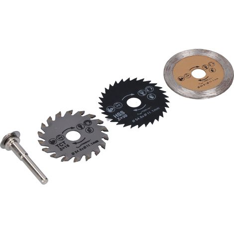Lame de scie circulaire 54,8 mm HSS, lot de mini lames avec mandrin, coupe métal et bois, accessoires précision. (1/5)