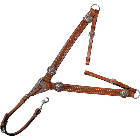 ROSSICCIO - Pettorale western per cavalli con concho con stella e pins in metallo
