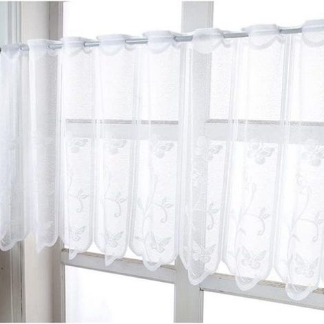 Rideau jacquard fleur - 1 pièce, Transparent lavable fenêtre - Couleur transparent Étiquette (1/5)