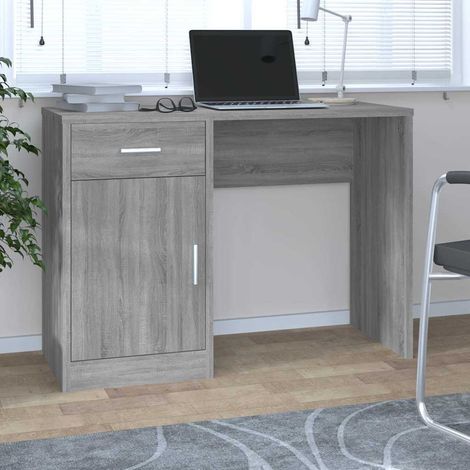 vidaXL Escritorio con cajón y armario contrachapada 100x40x73 cm (1/5)