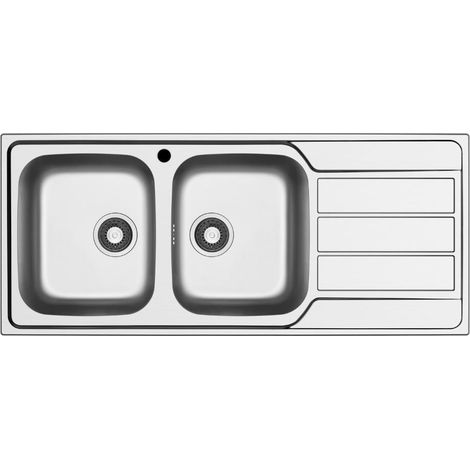 Lavello da incasso in acciaio inox 2 vasche e gocciolatoio destro 116x50 Tirreno116