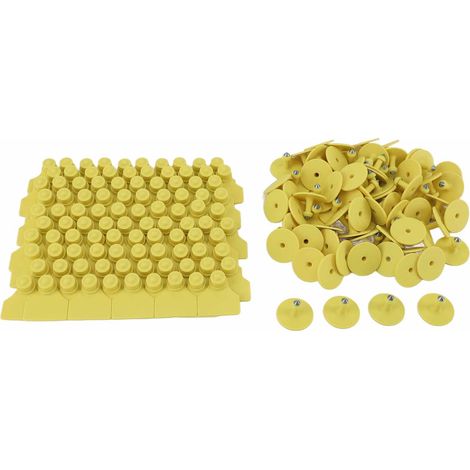 100 étiquettes auriculaires vierges pour animaux (porcs) en TPU jaune pour l'élevage (1/5)