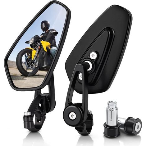 Motorcycle Mirrors - 7/8" (22mm) Bar End Rear View Mirrors Compatible with Most Honda Grom, Yamaha, Kawasaki, Ducati, Suzuki and More (1/4)