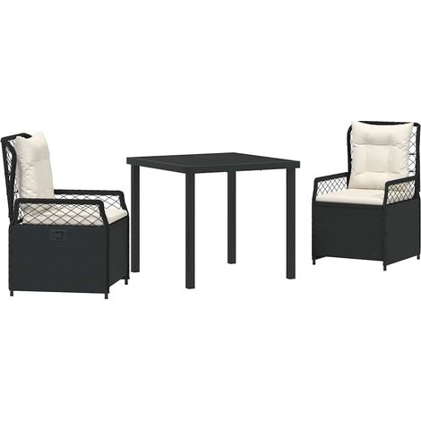 Maison Exclusive - Set da Pranzo per Giardino 3 pcs Nero polyrattan (1/5)