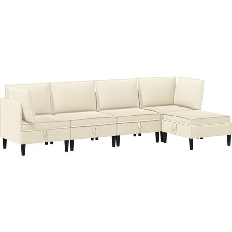 Juego de muebles de salón 5 pcs Crema Tela vidaXL (1/5)