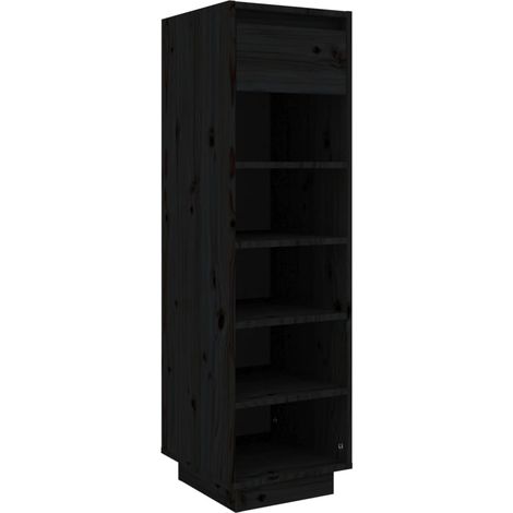 Zapatero mueble para entrada/pasillo/salón 30 x 34 x 105 cm madera maciza de pino negro 020021960 (1/5)