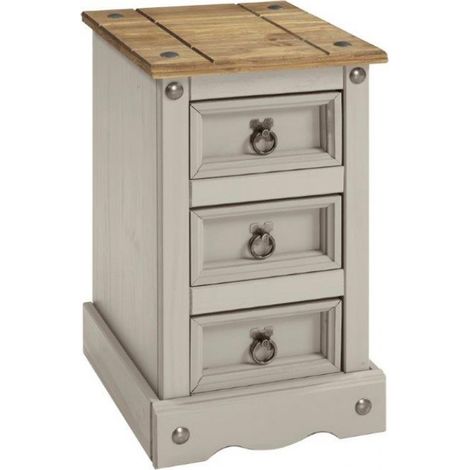 Corona Grey Wax Narrow Bedside (1/9)