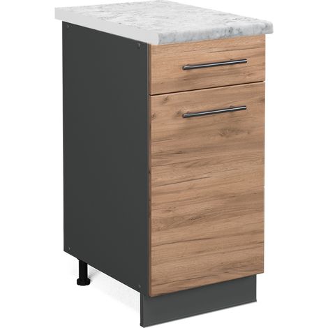 Mobiletto base per cucina Fame-Line, Rovere dorato, 40 cm , PL Marmo, Vicco