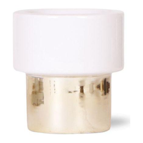 Cache-pot Décoratif en Céramique Design Doré et Blanc Ø 9 cm pour Plantes et Fleurs - PANGIVO (1/2)