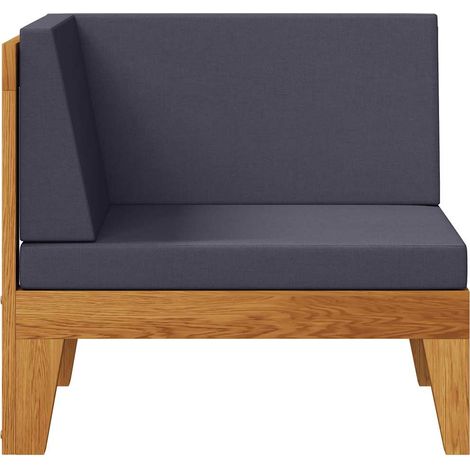 Canapé d'angle sectionnel, Canapé d'extérieur, Meuble de jardin, et coussins gris foncé Bois d'acacia OIB9839E (1/5)