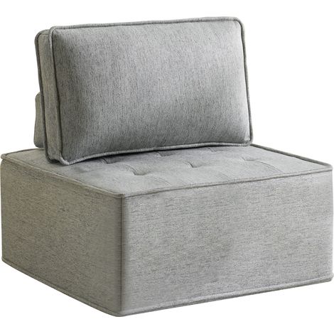 Poltrona modulare singola in lino grigio chiaro MODENUIT (1/5)