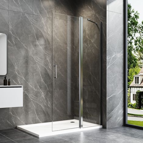 Walk in Dusche 90x185cm Walk in Duschwand Drehtür Dusche Duschtrennwand 6mm ESG-Sicherheitsglas Nano Beschichtung