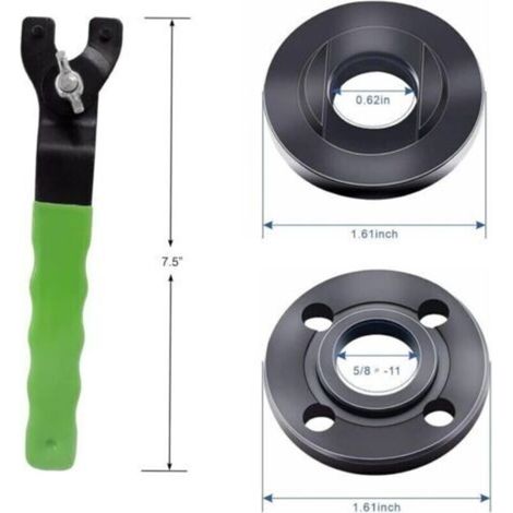 Écrou à bride pour meuleuse d'angle 5/8"-11 avec clé à molette et kit de tige de connexion d'arbre d'extension compatible avec Bosch, Dewalt, Makita, Ryobi et Black Decker (1/2)