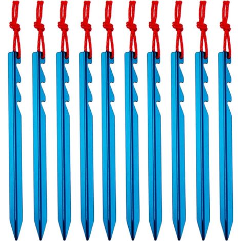 Piquets de tente de 18 cm en alliage d'aluminium, légers et faciles à fixer (lot de 10). (1/5)