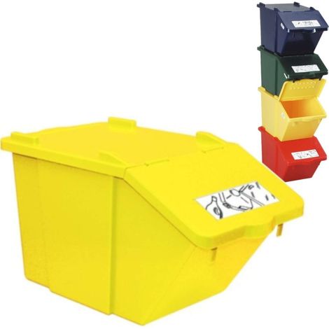 Contenitore per la raccolta differenziata impilabile - giallo, 45L (1/4)